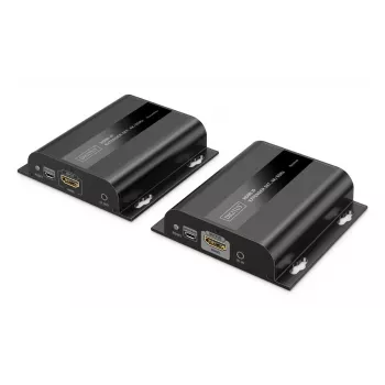 DIGITUS HDMI IP pagarinātāju komplekts - 4K/60Hz 120/200 m, Viens pret daudziem, CAT, Melns