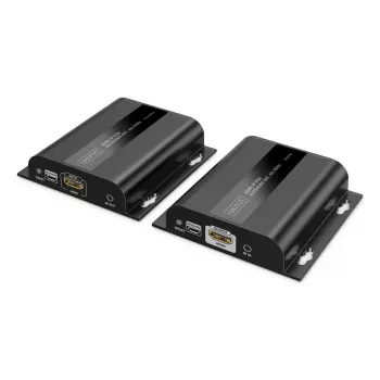DIGITUS HDMI IP pagarinātāju komplekts - 4K/60Hz 120/200 m, PoE, Viens-uz-Vairākiem, CAT, Melns