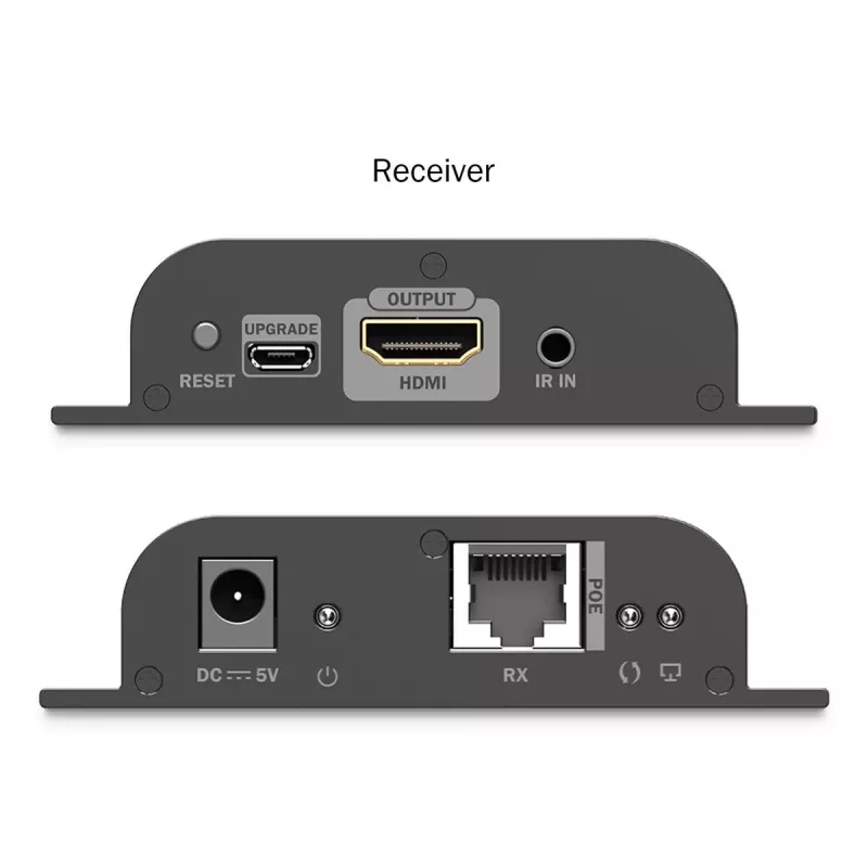 DIGITUS HDMI IP pagarinātāju komplekts - 4K/60Hz 120/200 m, PoE, Viens-uz-Vairākiem, CAT, Melns