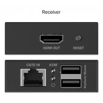 DIGITUS HDMI KVM pagarinātāju komplekts - 4K/30Hz 40/70m PoC Melns