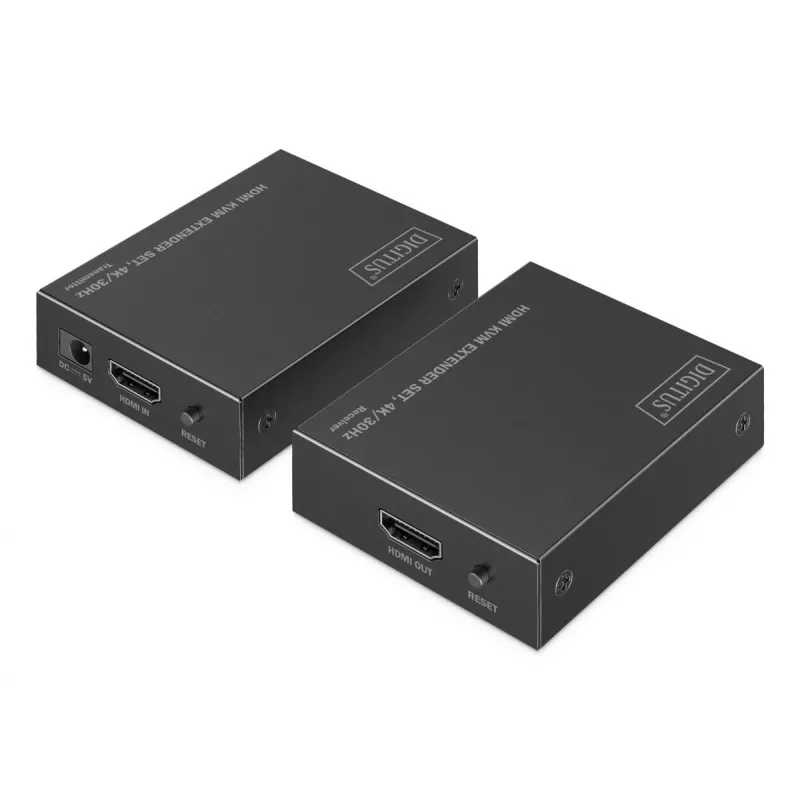 DIGITUS HDMI KVM pagarinātāju komplekts - 4K/30Hz 40/70m PoC Melns
