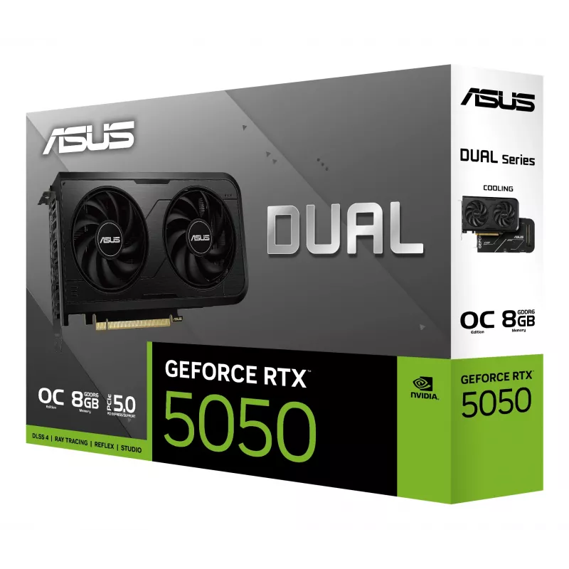 Grafikas karte ASUS GeForce RTX 5050, 8 GB GDDR6, PCIe 5.0, 2560 CUDA kodoli, 128 bitu atmiņas kopne