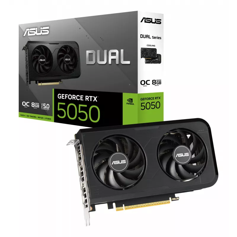Grafikas karte ASUS GeForce RTX 5050, 8 GB GDDR6, PCIe 5.0, 2560 CUDA kodoli, 128 bitu atmiņas kopne