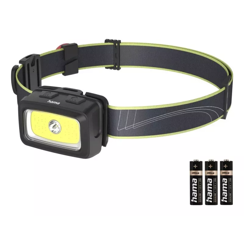 Galvas lukturis Hama HL350 melns, zils, dzeltens COB LED