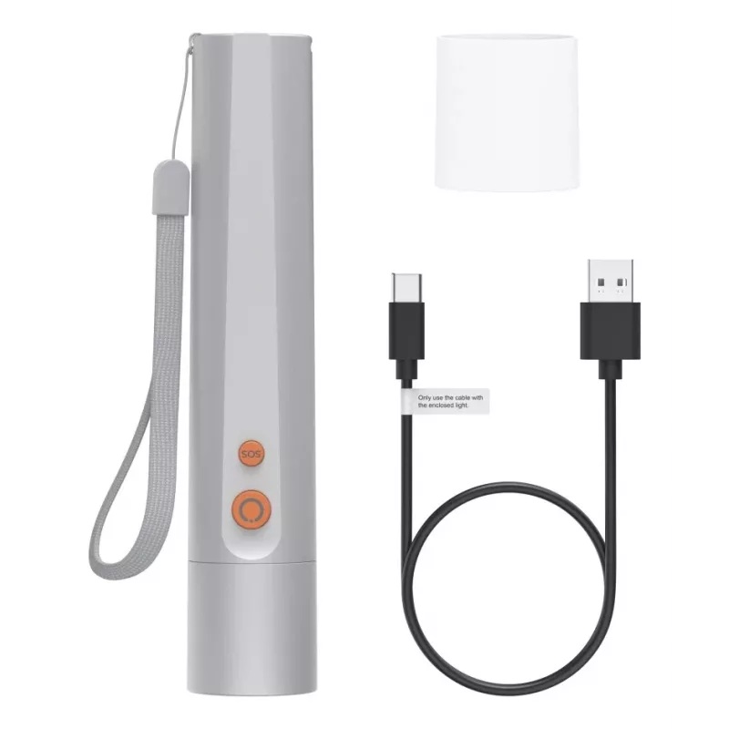 Hama FL350-C Sudraba LED roku lukturis 3W USB uzlādējams