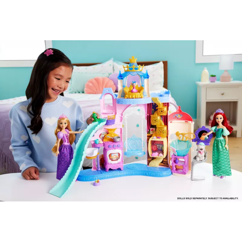 Disney Princess Pet Palace rotaļu pils ar 7 rotaļu zonām, 3 dzīvnieku draugiem un vairāk nekā 20 mēbelēm un aksesuāriem