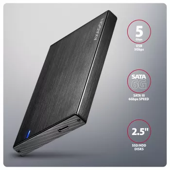 Axagon EE25-XA6C Ārējais disks 2.5 inch SSD/HDD ar USB-C 5Gbps alumīnija korpusā