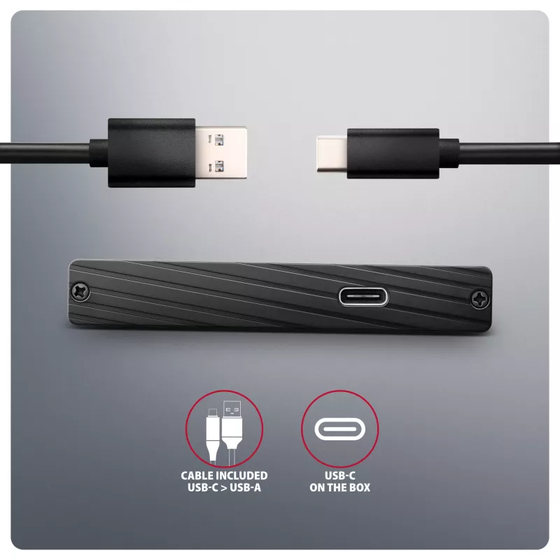 Axagon EE25-XA6C Ārējais disks 2.5 inch SSD/HDD ar USB-C 5Gbps alumīnija korpusā