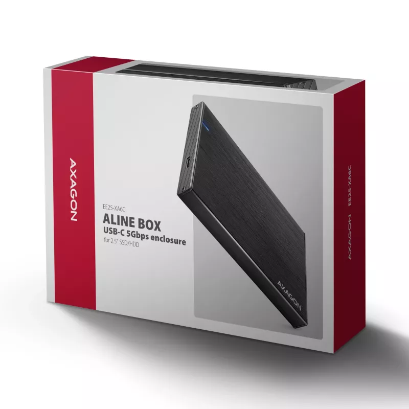 Axagon EE25-XA6C Ārējais disks 2.5 inch SSD/HDD ar USB-C 5Gbps alumīnija korpusā