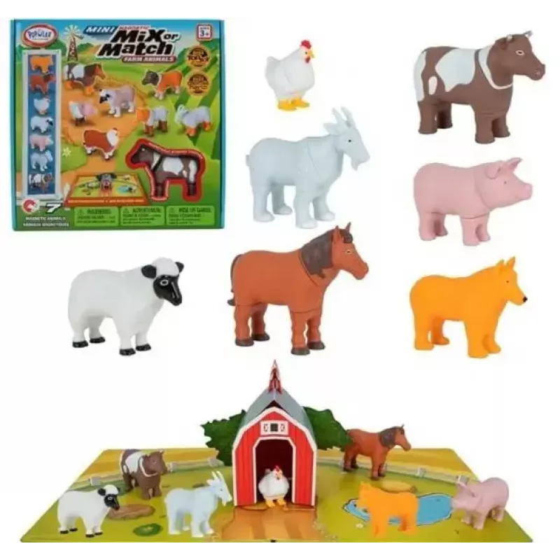 MALIK Magnetic Mini Animals Set 62333 — Saimniecības dzīvnieku magnētiskās figūriņas mazuļiem