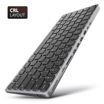 AXAGON HMC-KB-CRL USB 5Gbps centrmezgls ar tastatūru, HDMI 4K/60Hz, 3x USB-A, SD/mSD, audio, PD100, kirilicas izkārtojums