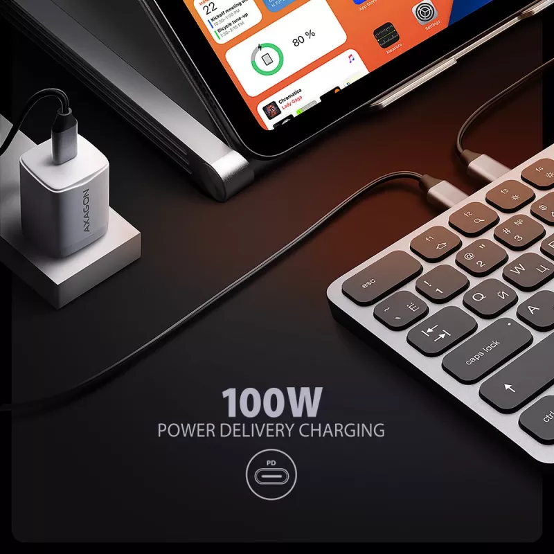 AXAGON HMC-KB-CRL USB 5Gbps centrmezgls ar tastatūru, HDMI 4K/60Hz, 3x USB-A, SD/mSD, audio, PD100, kirilicas izkārtojums