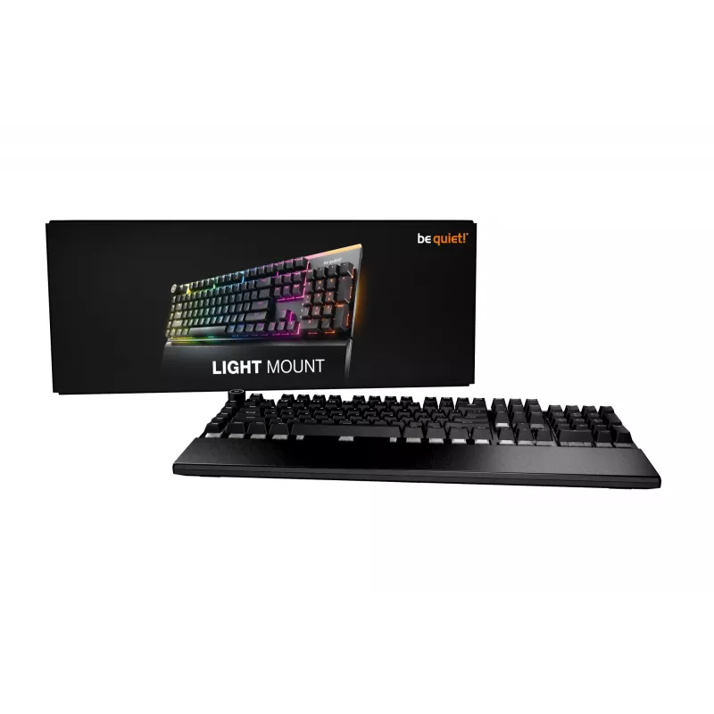 Mehāniskā spēļu tastatūra be quiet! Light Mount Silent Tactile USB QWERTY ASV angļu, RGB, pilna izmēra, USB Type-A uz Type-C kabelis