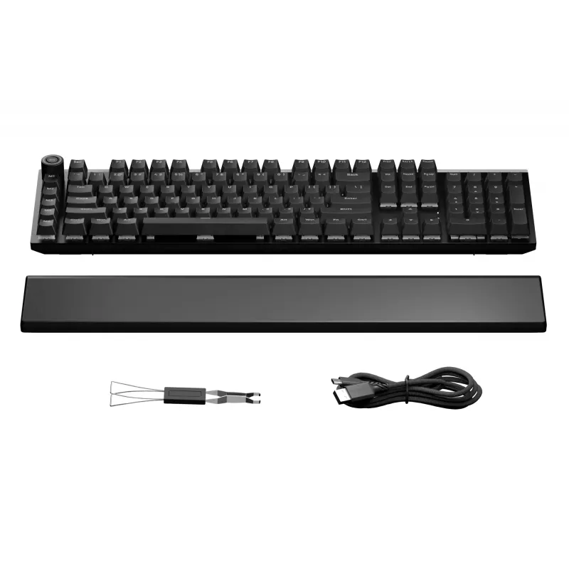 Mehāniskā spēļu tastatūra be quiet! Light Mount Silent Tactile USB QWERTY ASV angļu, RGB, pilna izmēra, USB Type-A uz Type-C kabelis