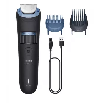 Bārdas trimmeris Philips BT3665/15 ar pilna metāla asmeņiem, 0,5–20 mm, 40 soļi, bezvadu, melns