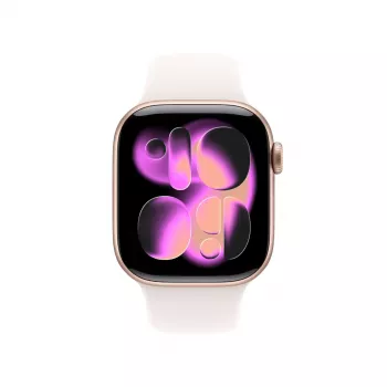Apple Watch Series 11 GPS 42mm Rožu zelta alumīnija korpuss, Gaiši sārtā sporta siksniņa S/M