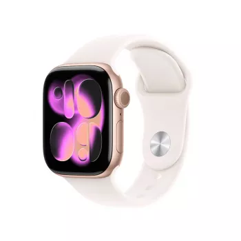 Apple Watch Series 11 GPS 42mm Rožu zelta alumīnija korpuss, Gaiši sārtā sporta siksniņa S/M
