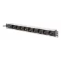 DIGITUS PDU - 1U alumīnija rāmis 8x CEE 7/7 kontaktligzda 1x kontaktligzda 10A Spraudnis 250VAC 50/60Hz IEC C14 spraudnis ar iebūvētu drošinātāju