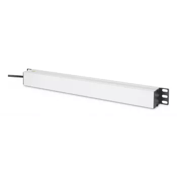 DIGITUS PDU - 1U alumīnija rāmis 8x CEE 7/7 kontaktligzda 1x kontaktligzda 10A Spraudnis 250VAC 50/60Hz IEC C14 spraudnis ar iebūvētu drošinātāju