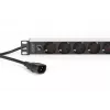 DIGITUS PDU - 1U alumīnija rāmis 8x CEE 7/7 kontaktligzda 1x kontaktligzda 10A Spraudnis 250VAC 50/60Hz IEC C14 spraudnis ar iebūvētu drošinātāju