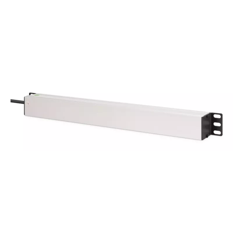 DIGITUS PDU - 1U alumīnija plaukta bloks 8x drošības kontaktligzda 1x kontaktligzda 16A 230VAC 50/60Hz IEC C20 spraudnis