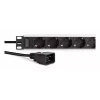 DIGITUS PDU - 1U alumīnija plaukta bloks 8x drošības kontaktligzda 1x kontaktligzda 16A 230VAC 50/60Hz IEC C20 spraudnis