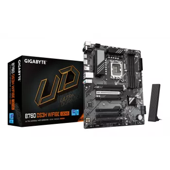 GIGABYTE B760 DS3H WIFI6E GEN5 mātesplate - atbalsta Intel Core 14. paaudzes CPU, 8+2+1 fāžu digitālais VRM, līdz 5600MHz DDR5, 2xPCIe 4.0 M.2, Wi-Fi 6E, 1GbE LAN, USB 3.2 Gen 2x2