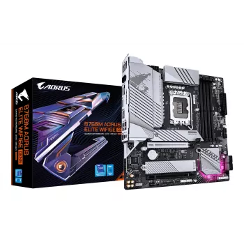 GIGABYTE mātesplate B760M AORUS ELITE WIFI6E GEN5 — Micro ATX, LGA1700, DDR5 līdz 5600MHz, 12+1+1 VRM, 2x PCIe4.0 M.2, Wi‑Fi 6E, 2.5 GbE