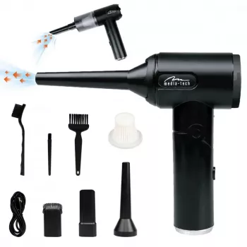 Mini pūtējs MEDIA-TECH MT6538 2 IN 1 Jet Air Duster — bezvadu rokas tīrītājs, 2000 mAh, 65 W, 2500 l/min, 7000 Pa