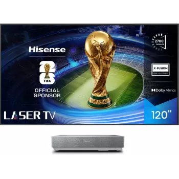 Hisense 120L5ND projektors ar īpaši īsu fokusu 2700 ANSI lūmeni DLP UHD 4K (3840x2160) Melns, Sudrabs 3D