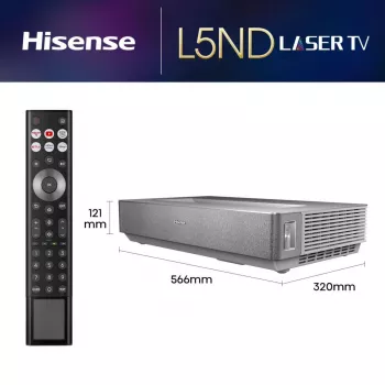 Hisense 120L5ND projektors ar īpaši īsu fokusu 2700 ANSI lūmeni DLP UHD 4K (3840x2160) Melns, Sudrabs 3D
