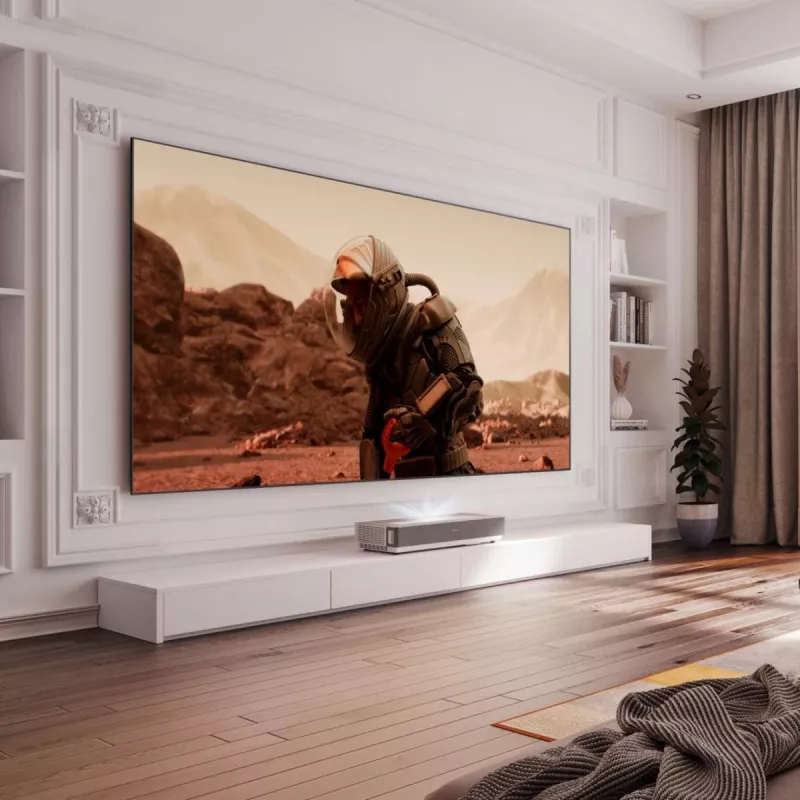 Hisense 120L5ND projektors ar īpaši īsu fokusu 2700 ANSI lūmeni DLP UHD 4K (3840x2160) Melns, Sudrabs 3D