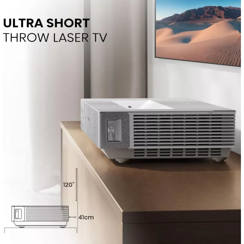 Hisense 120L5ND projektors ar īpaši īsu fokusu 2700 ANSI lūmeni DLP UHD 4K (3840x2160) Melns, Sudrabs 3D