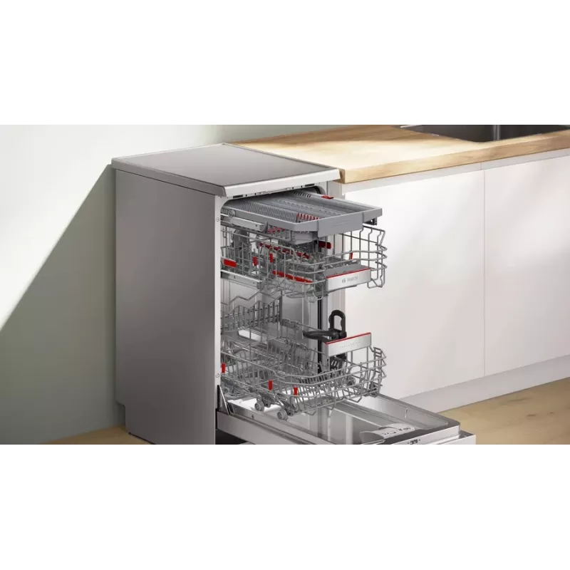 Brīvi stāvoša trauku mazgājamā mašīna Bosch Serie 6 SPS6EMI21E — Šaurā 45 cm, 10 trauku komplekti, 8 programmas, Energoklase B