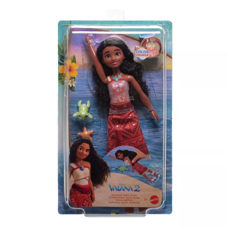 Disney Vaiana 2 Rotaļlietas, Peldēšanas Tautai Vaiana modes lelle ar 2 aksesuāriem un krāsu mainošu ņieburu