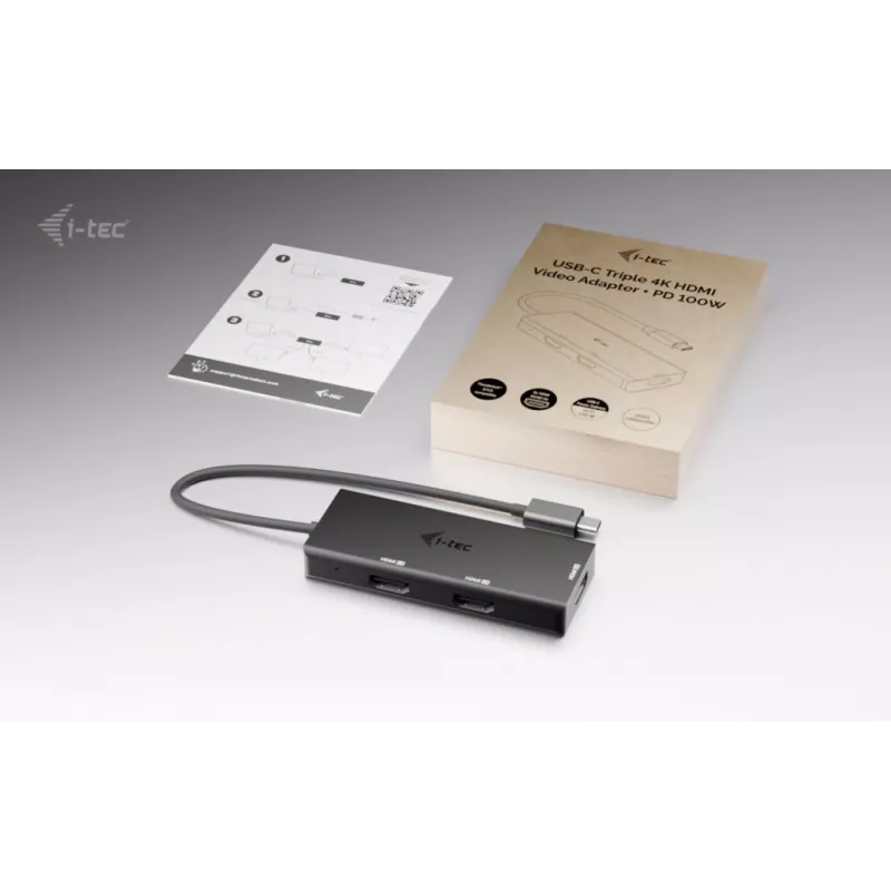 i-tec USB-C Triple 4K HDMI Video Adapter, Power Delivery 100W