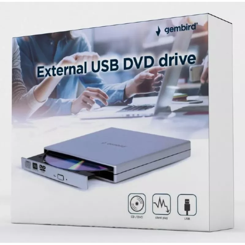 GEMBIRD ārējais USB DVD diskdzinis, sudraba