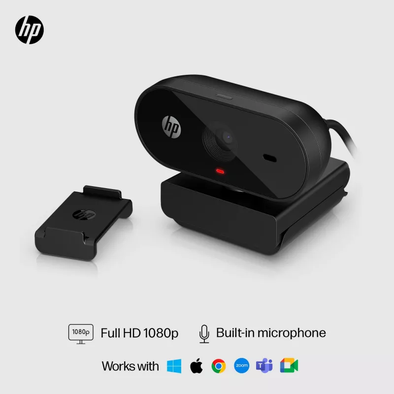 HP 320 FHD tīmekļa kamera, 1920 x 1080 pikseļi, Full HD, 30 kadri/s, mājas lietošanai, USB, melna
