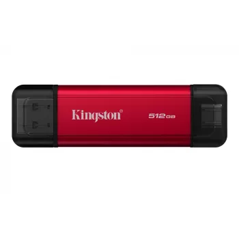 Ārējais SSD Kingston 512GB Dual USB-A/USB-C pārnēsājams, USB 3.2 Gen 2, lasīšana 1050MB/s, rakstīšana 950MB/s, melns/sarkans
