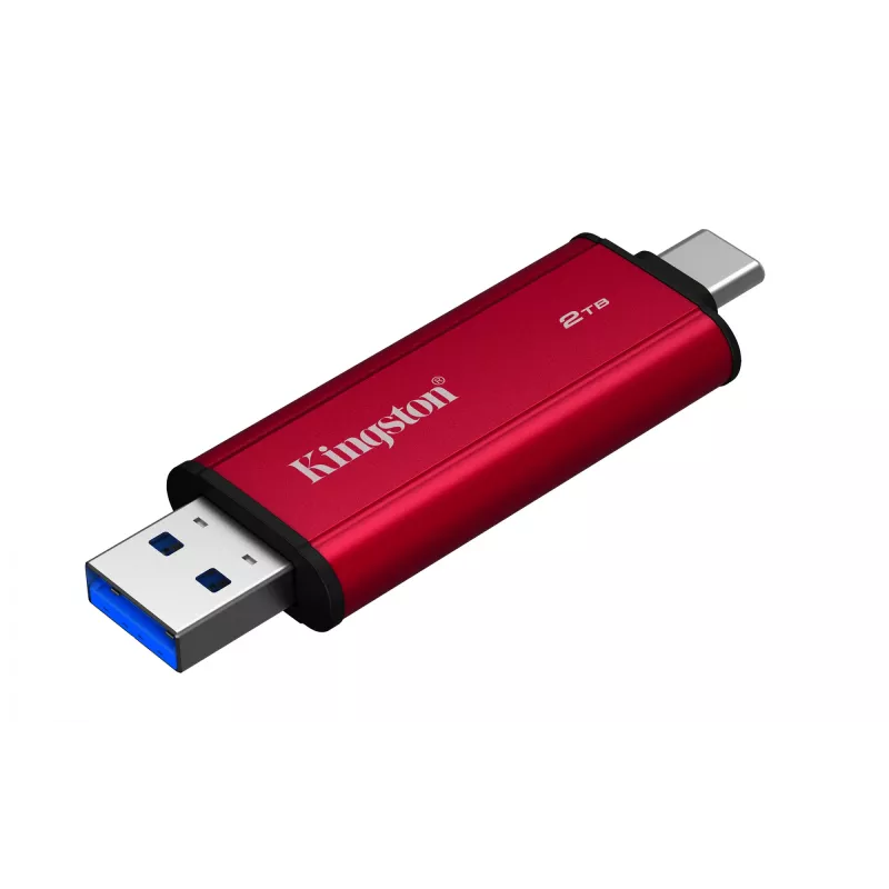 Ārējais SSD Kingston 2TB Dual USB-A/USB-C, USB 3.2 Gen 2, 1050 MB/s lasīšana, 950 MB/s rakstīšana, Melns/Sarkans