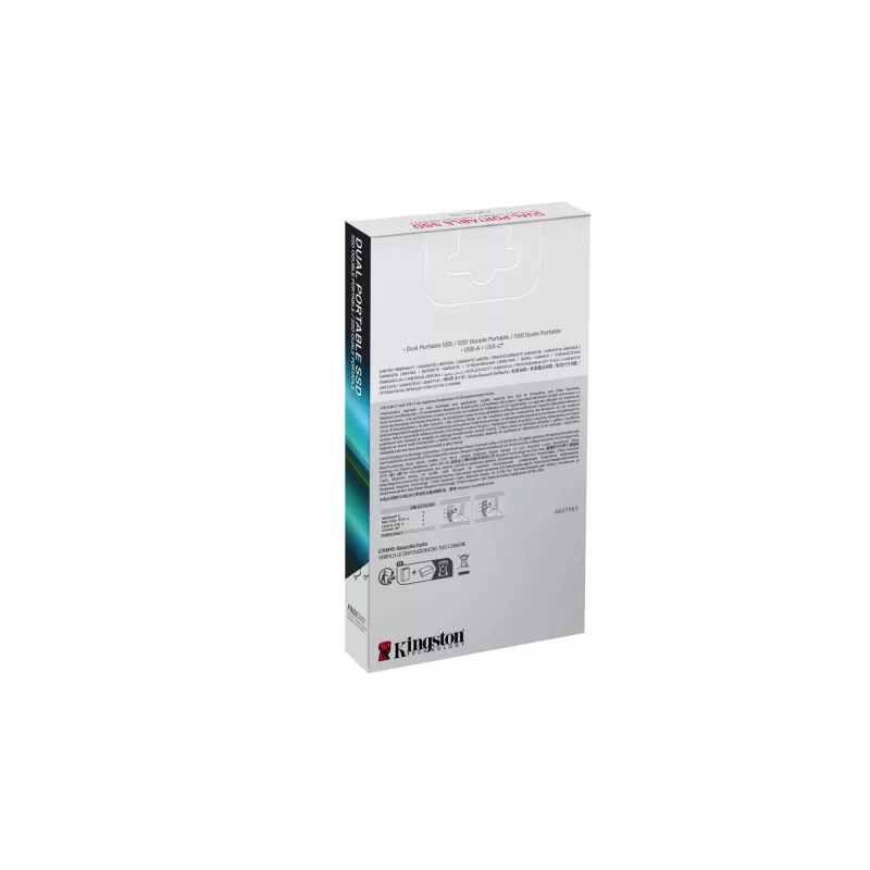 Ārējais SSD Kingston 2TB Dual USB-A/USB-C, USB 3.2 Gen 2, 1050 MB/s lasīšana, 950 MB/s rakstīšana, Melns/Sarkans