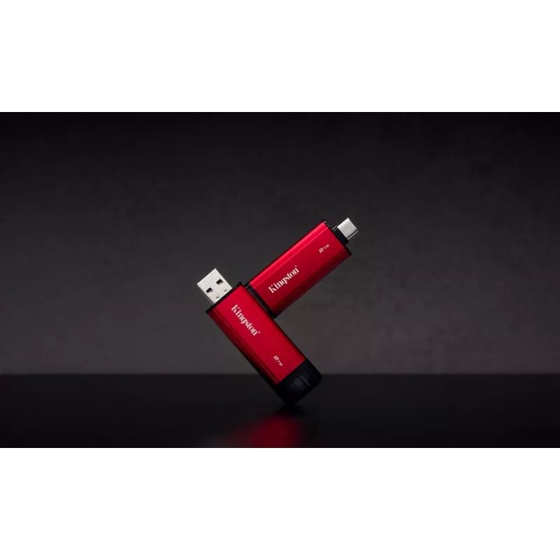 Ārējais SSD Kingston 2TB Dual USB-A/USB-C, USB 3.2 Gen 2, 1050 MB/s lasīšana, 950 MB/s rakstīšana, Melns/Sarkans