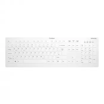 Contour Design Active Key Contour QuickClean medicīniskā tastatūra ar noņemamu vāku, pilna izmēra, bezvadu, balta, DE C8112