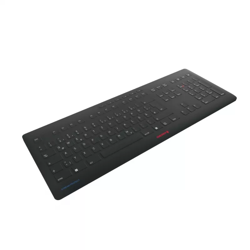 Cherry Stream Protect bezvadu tastatūra, vācu QWERTZ, melnā krāsā