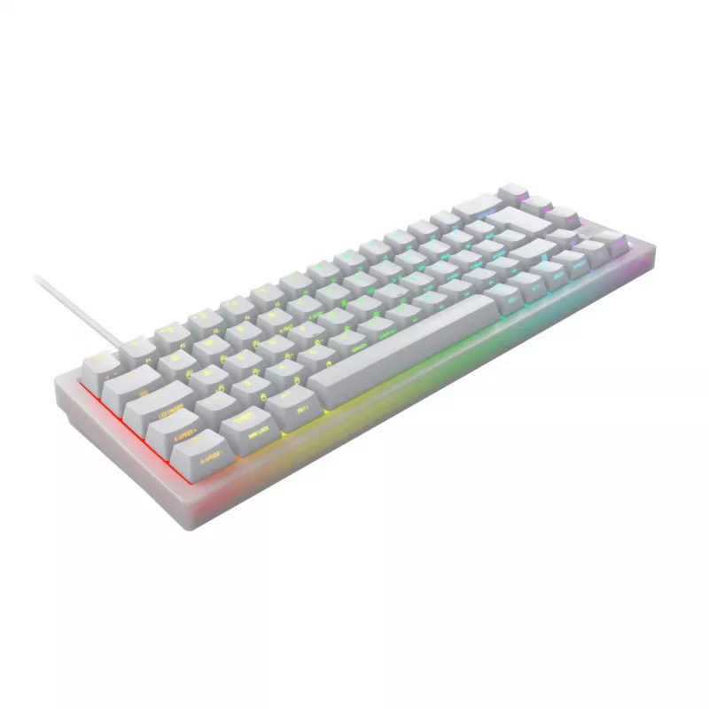 CHERRY XTRFY K5V2 RGB kompakta 65% vadu mehāniskā spēļu tastatūra, CHERRY MX2A Red, vācu QWERTZ, balta