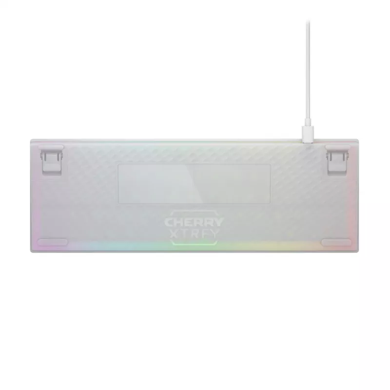 CHERRY XTRFY K5V2 RGB kompakta 65% vadu mehāniskā spēļu tastatūra, CHERRY MX2A Red, vācu QWERTZ, balta