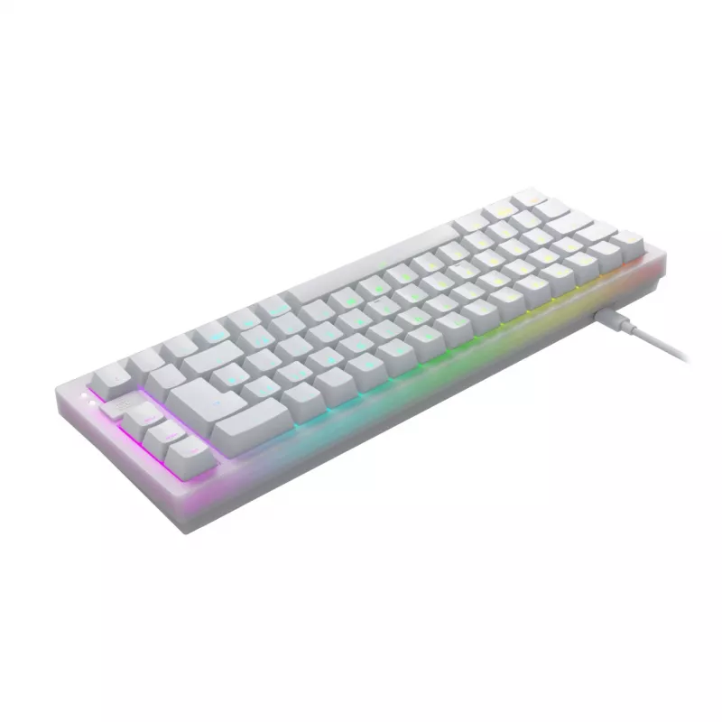CHERRY XTRFY K5V2 RGB kompakta 65% vadu mehāniskā spēļu tastatūra, CHERRY MX2A Red, vācu QWERTZ, balta