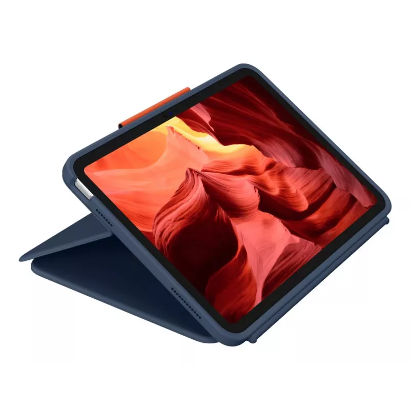 Klaviatūras maciņš Logitech Rugged Combo 4 Touch QWERTZ Vācu Smart Connector Zils iPad 10. paaudzei (A16) Trackpad Dokstacija 256×195×20 mm