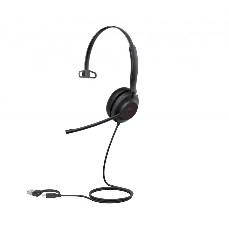 Yealink UH35 Mono UC USB-C/A austiņas, vadu, 20 - 20000 Hz, zvaniem/mūzikai, 96.5 g, melnas