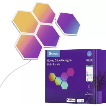 Govee B6061 LED gaismas paneļi 5 gab. RGB krāsu maiņa — modulāra sienas apgaismojuma sistēma